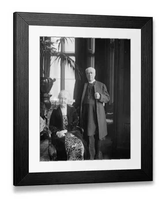 Framed Print : The resignation of the Archbishop of Canterbury. Dr and Mrs Randall Davidson photographed Framed Print : The resignation of the Archbishop of Canterbury. Dr and Mrs Randall Davidson photographed