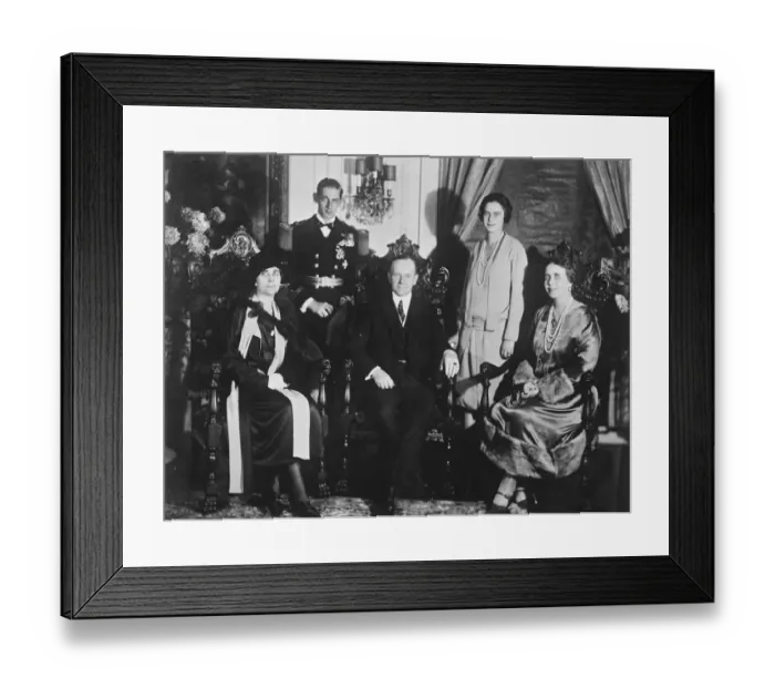 Framed Print : Queen Maria of Romania, Princess Ileana, Prince Nicholas, with President and Mrs Framed Print : Queen Maria of Romania, Princess Ileana, Prince Nicholas, with President and Mrs