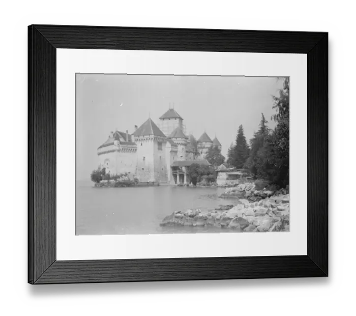 Framed Print : Restoring The Famous Chillon Castle, on the banks of Lake Geneva in Switzerland
