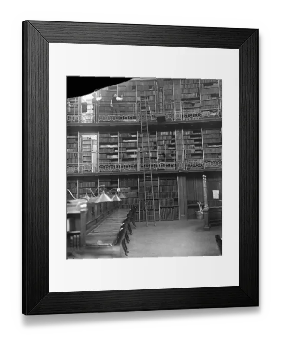 Framed Print : The gentlemen with the dusters. Millions of books being overhauled at the British Framed Print : The gentlemen with the dusters. Millions of books being overhauled at the British
