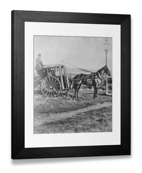 Framed Print : Farthest South London Hansom at Invergargill, New Zealand 3 June 1922 Framed Print : Farthest South London Hansom at Invergargill, New Zealand 3 June 1922
