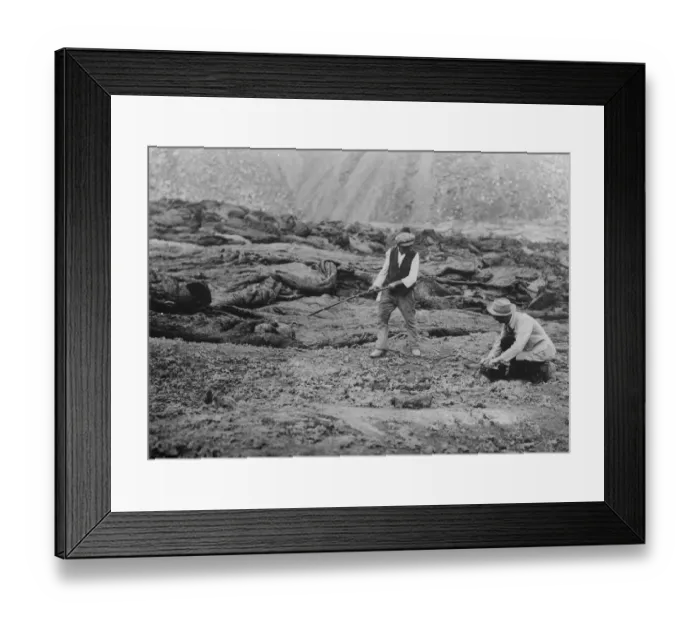 Framed Print : Vesuvius after 20 years of inactivity belches forth lava. Scientists at the base
