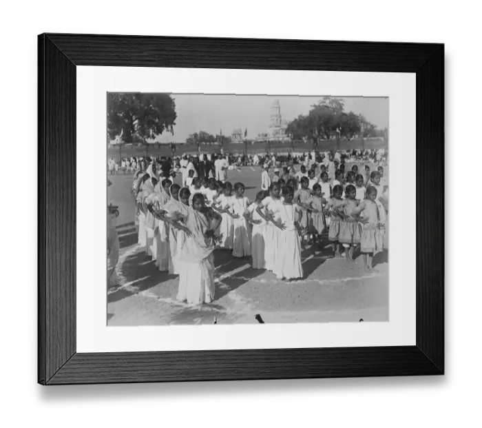 Framed Print : Jubilee celebrations in Baroda state. School girls dancing native dances Framed Print : Jubilee celebrations in Baroda state. School girls dancing native dances
