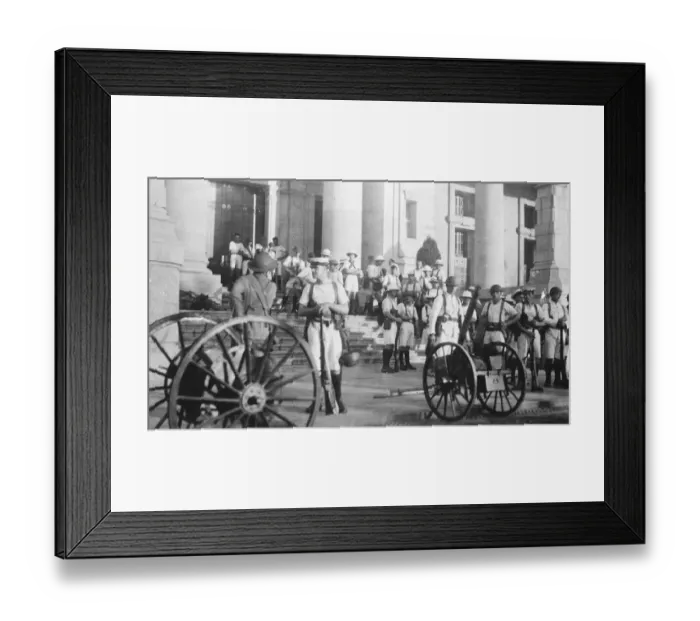 Framed Print : Chinese War. A naval detachment on guard outside the Hong Kong and Shanghai bank at Hankow Framed Print : Chinese War. A naval detachment on guard outside the Hong Kong and Shanghai bank at Hankow