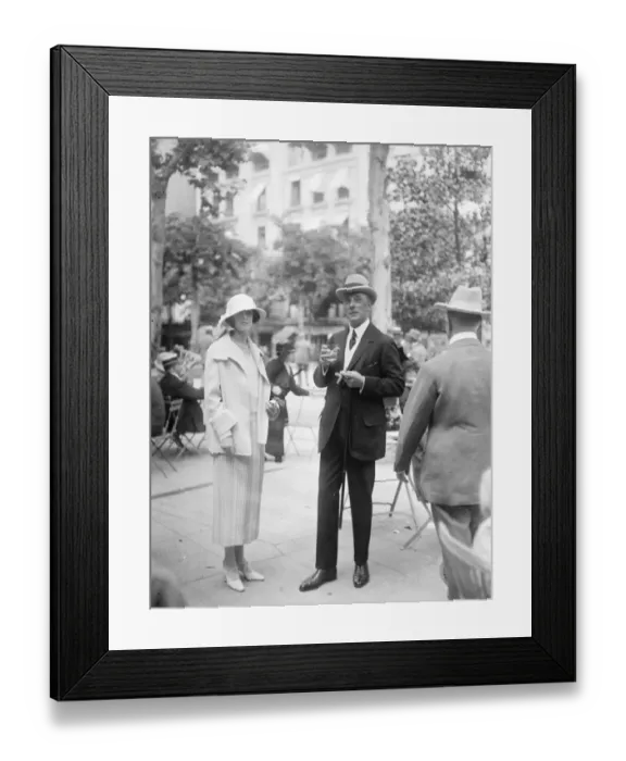 Framed Print : Society at Aix Les Bains Sir Austin Harris with his daughter 7 August 1923 Framed Print : Society at Aix Les Bains Sir Austin Harris with his daughter 7 August 1923