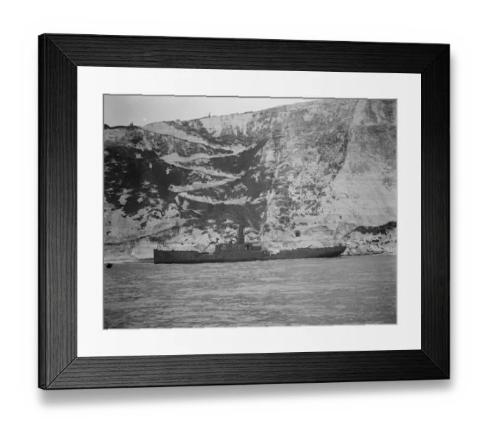 Framed Print : The burning ship Falcon ashore off Dover Harbour. A view of the Falcon from Framed Print : The burning ship Falcon ashore off Dover Harbour. A view of the Falcon from