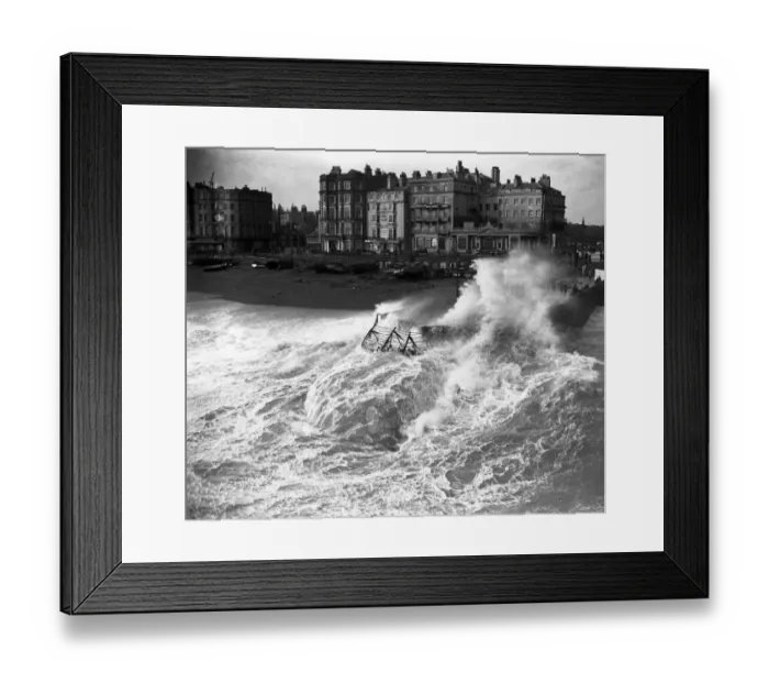 Framed Print : Stormy seas at at Brighton. 1929