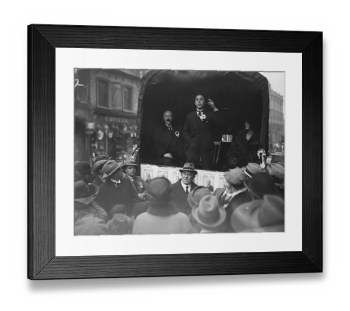 Framed Print : The Election Mr and Mrs Lupino Lane addressing a meeting at Balham on behalf of