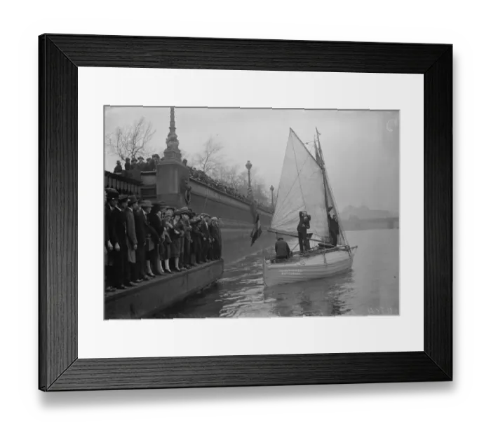 Framed Print : Tiny unsinkable boat leaving to cross the Atlantic. The little Dutch lifeboat Framed Print : Tiny unsinkable boat leaving to cross the Atlantic. The little Dutch lifeboat