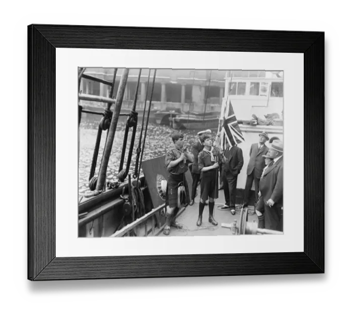 Framed Print : The Shackleton - Rowett Expedition sails for the Antarctic. Scouts, James Marr Framed Print : The Shackleton - Rowett Expedition sails for the Antarctic. Scouts, James Marr