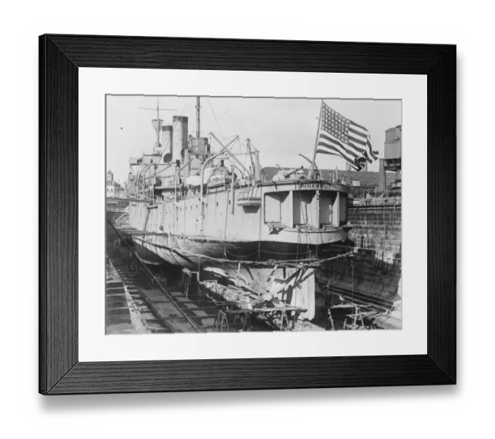 Framed Print : Doors in the Stern. The US Navy Supply ship Shawmut in drydock at the Charleston Framed Print : Doors in the Stern. The US Navy Supply ship Shawmut in drydock at the Charleston