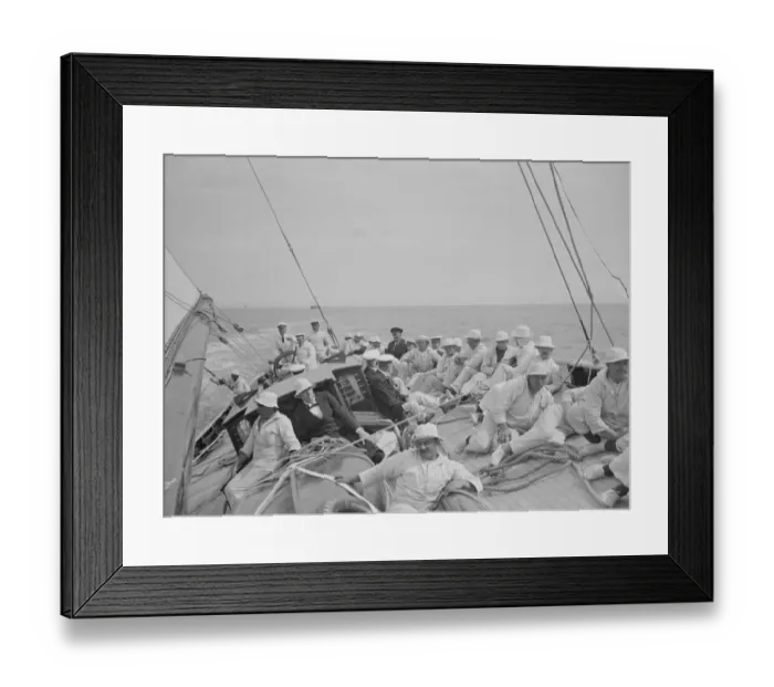 Framed Print : The King takes the wheel of his yacht Britannia. Making a fine run, a photo Framed Print : The King takes the wheel of his yacht Britannia. Making a fine run, a photo