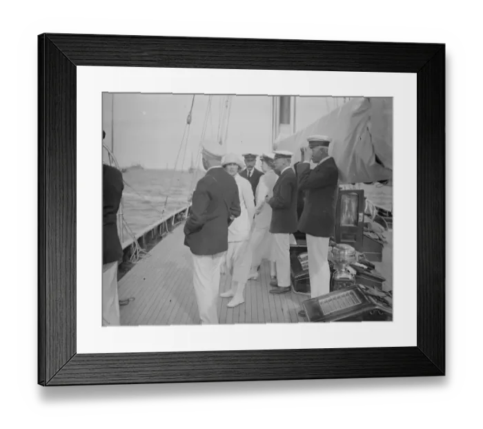 Framed Print : The King takes the wheel of his yacht Britannia. 7 August 1924 Framed Print : The King takes the wheel of his yacht Britannia. 7 August 1924