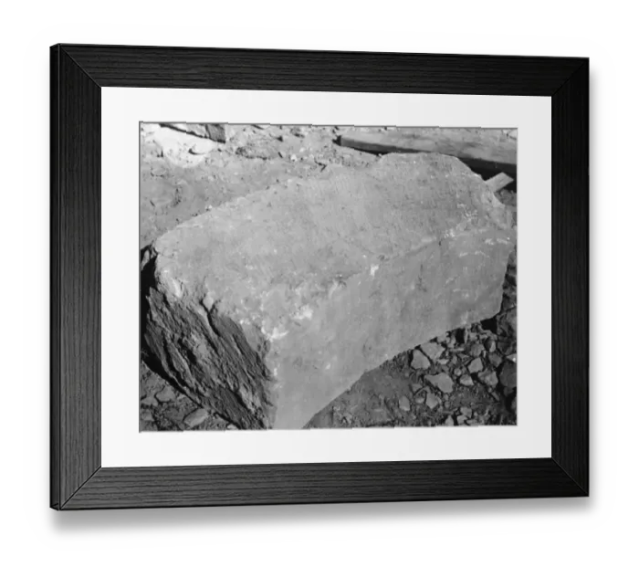 Framed Print : Voussoir of arch inscribed with a cross from the Palestine excavation 1924 Framed Print : Voussoir of arch inscribed with a cross from the Palestine excavation 1924