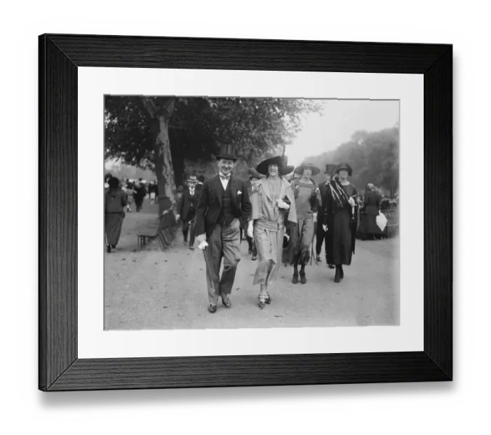 Framed Print : Society in the park Lord and Lady Terrington walking in the park 1 October 1923 Framed Print : Society in the park Lord and Lady Terrington walking in the park 1 October 1923