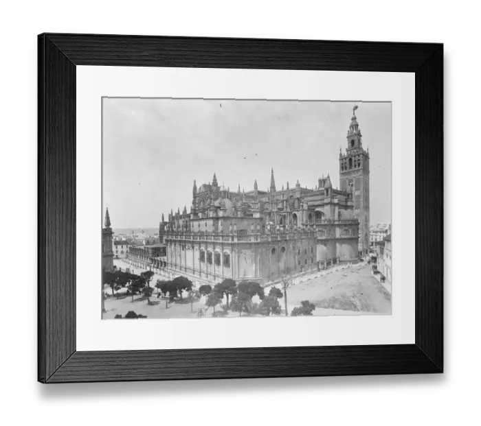 Framed Print : To be visited by the Prince of Wales. Seville Cathedral, showing the famous Giralda Framed Print : To be visited by the Prince of Wales. Seville Cathedral, showing the famous Giralda