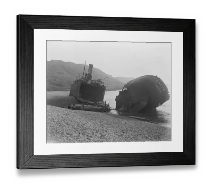 Framed Print : Singular South Coast Wreck The Greek Merchant Steamer Preveza The vessel lies Framed Print : Singular South Coast Wreck The Greek Merchant Steamer Preveza The vessel lies