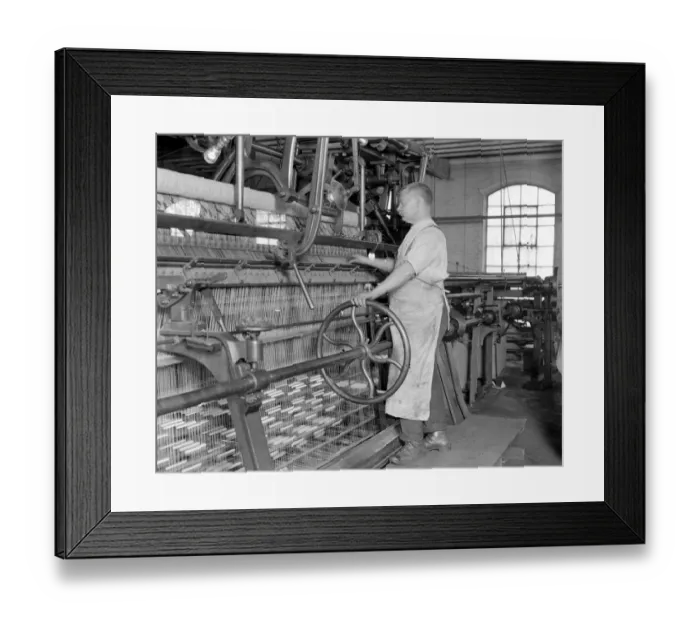 Framed Print : Lace making at messrs William Bridgett and Sons Ltd, Lenton, Nottingham. Machine Framed Print : Lace making at messrs William Bridgett and Sons Ltd, Lenton, Nottingham. Machine