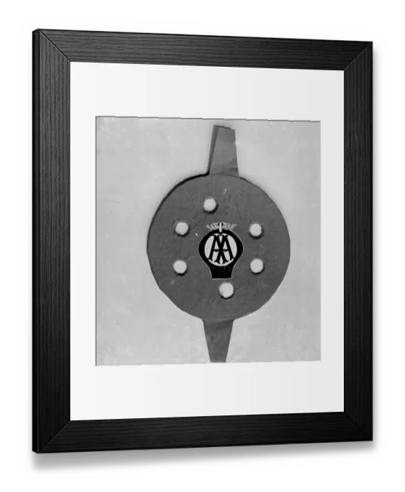 Framed Print : New lamp disc being manufactured for the automobile association and motor union for Framed Print : New lamp disc being manufactured for the automobile association and motor union for