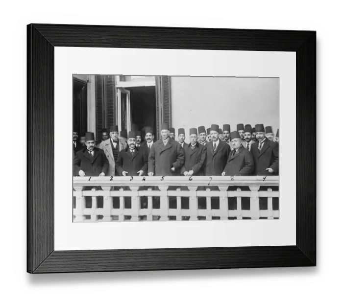 Framed Print : The Zaghloul Pasha Ministry. Left to right : Tewfik Pacha Nassim ( Ministre des Finances )