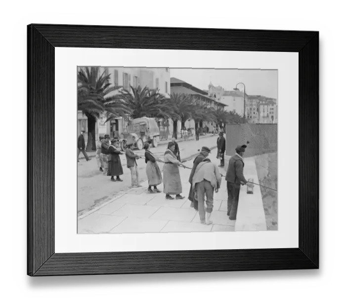 Framed Print : Menton Women dragging in the nets March 1925 Framed Print : Menton Women dragging in the nets March 1925