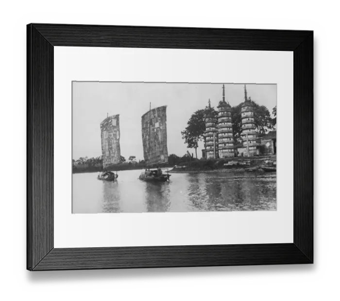 Framed Print : Patchwork sails on the Grand Canal, Kashing, China Typical Grand Canal Junks Framed Print : Patchwork sails on the Grand Canal, Kashing, China Typical Grand Canal Junks