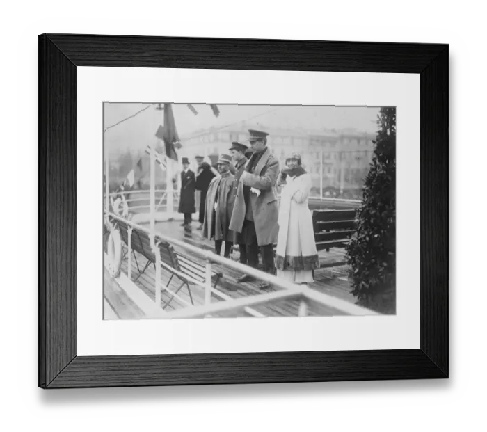 Framed Print : The King and Queen of the Belgians with their son Prince Leopold paying a visit to Framed Print : The King and Queen of the Belgians with their son Prince Leopold paying a visit to