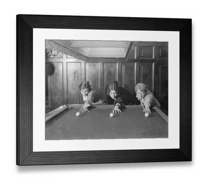 Framed Print : Womans Professional Billiards Championship at the Burroughes Hall, Soho Square left Framed Print : Womans Professional Billiards Championship at the Burroughes Hall, Soho Square left