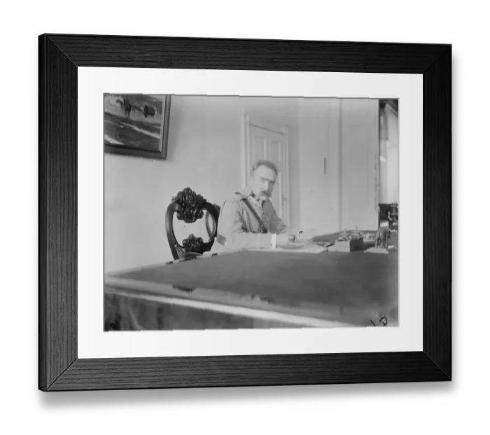 Framed Print : Marshal Pilsudski busy at his desk at the Belvedere, Warsaw, Poland 25 October 1921 Framed Print : Marshal Pilsudski busy at his desk at the Belvedere, Warsaw, Poland 25 October 1921