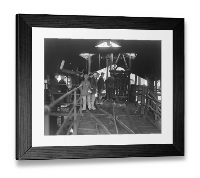 Framed Print : The Coal Strike The last shift coming above ground Miners at Holly Bank Colliery Framed Print : The Coal Strike The last shift coming above ground Miners at Holly Bank Colliery