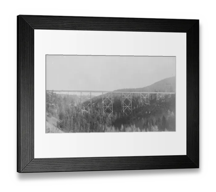 Framed Print : The completed viaduct at Deep Creek, British Columbia, Canada on the line of Framed Print : The completed viaduct at Deep Creek, British Columbia, Canada on the line of