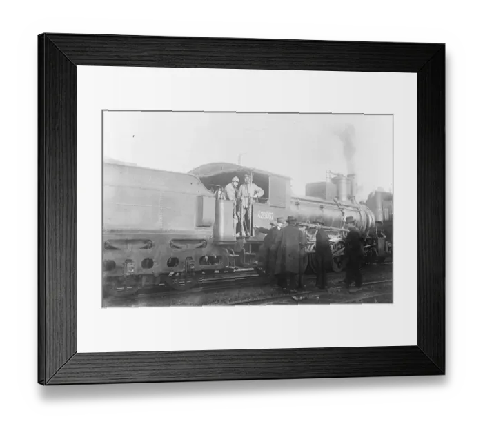 Framed Print : Italys labour troubles. Armed guards on a locomotive at Milan February 1920 Framed Print : Italys labour troubles. Armed guards on a locomotive at Milan February 1920