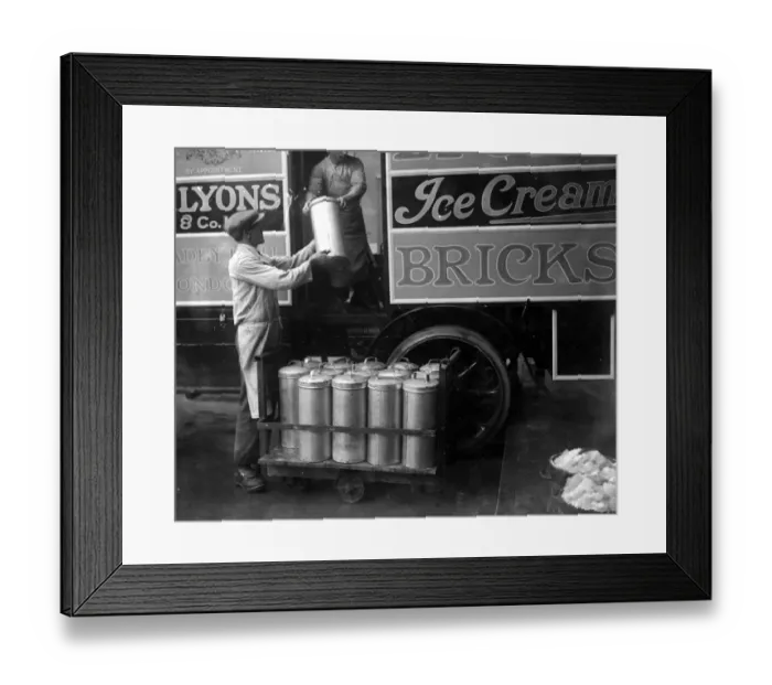 Framed Print : Making Ice bricks at Cady Hall. Despatching the bricks in special containers to the various depots