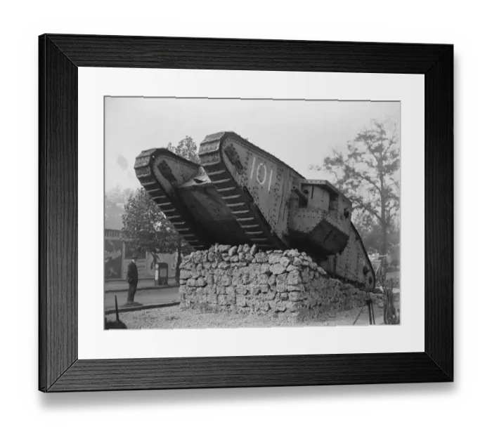 Framed Print : Holborns Mark I Male tank at the British Museum Avenue 16 October 1919 Framed Print : Holborns Mark I Male tank at the British Museum Avenue 16 October 1919