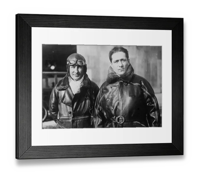 Framed Print : Atlantic to be crossed in 7000 miles flight. Capt Costes ( right ) and Capt Le Framed Print : Atlantic to be crossed in 7000 miles flight. Capt Costes ( right ) and Capt Le