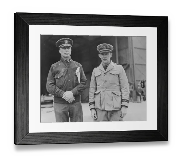 Framed Print : American seaplane found after missing 10 days. Commander Rogers ( on left ) Framed Print : American seaplane found after missing 10 days. Commander Rogers ( on left )