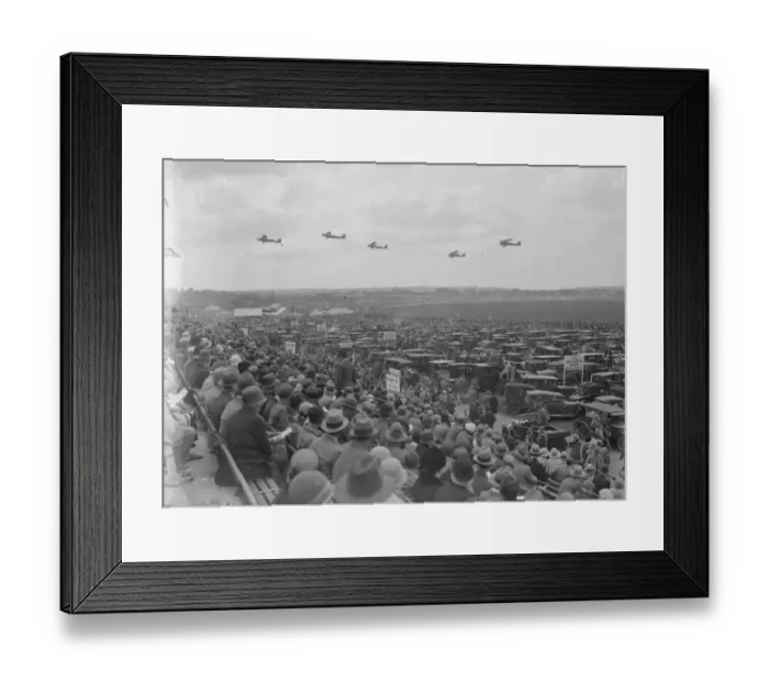 Framed Print : The RAF Display at Hendon The Car park. In the air can be see five Handley Page Framed Print : The RAF Display at Hendon The Car park. In the air can be see five Handley Page