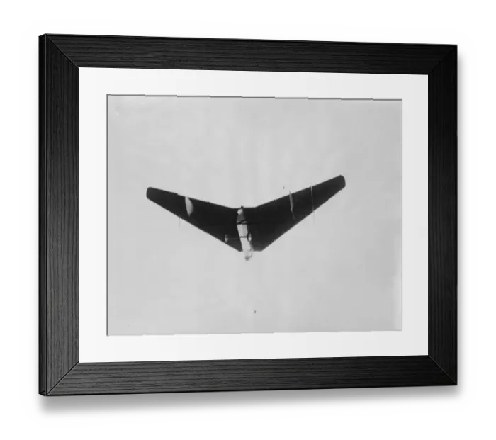 Framed Print : The tail less aeroplane, designed by Capt G T R Hill, MC. The tail less aeroplane in flight Framed Print : The tail less aeroplane, designed by Capt G T R Hill, MC. The tail less aeroplane in flight