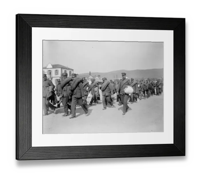Framed Print : Turks nearing Smyrna Reservists arriving at barracks 6 September 1922 Framed Print : Turks nearing Smyrna Reservists arriving at barracks 6 September 1922