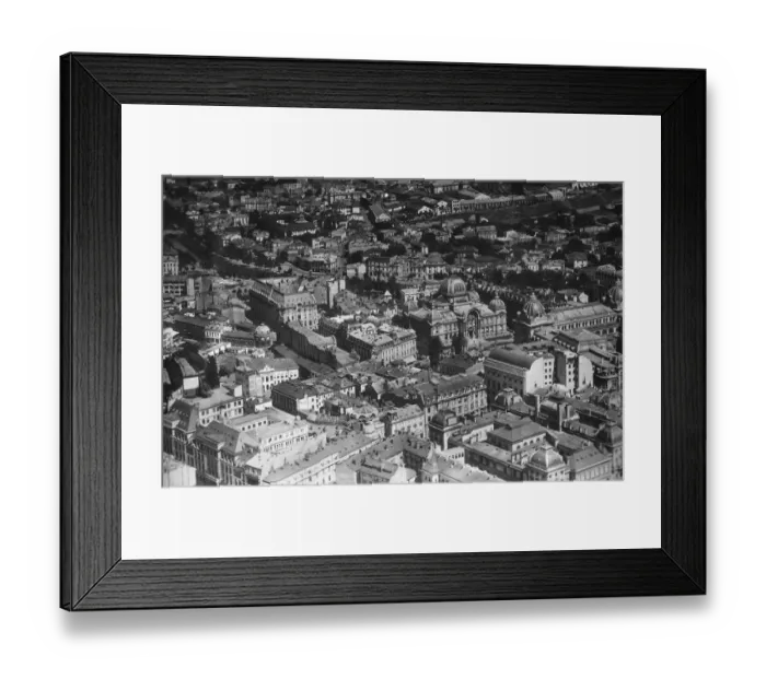 Framed Print : Romania, Bucharest. An aerial view showing the section of the city between Framed Print : Romania, Bucharest. An aerial view showing the section of the city between