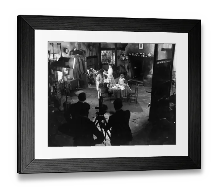 Framed Print : On the set of a film being made by the production company, Famous Players - Lasky