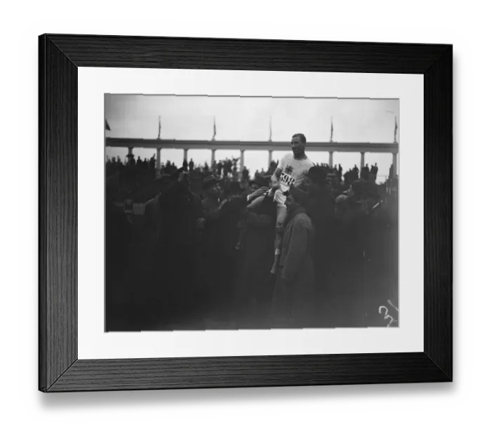 Framed Print : Olympic Games at Antwerp Chairing Albert Hill of Great Britain after he had won Framed Print : Olympic Games at Antwerp Chairing Albert Hill of Great Britain after he had won