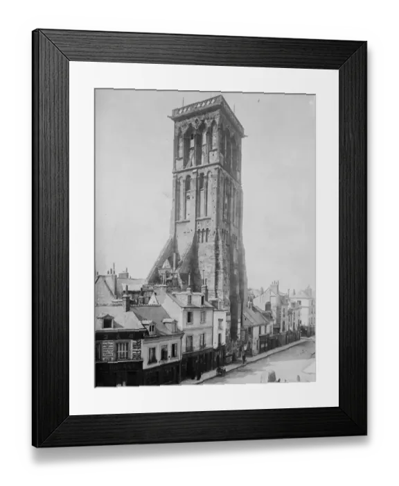 Framed Print : Famous XIIth century landmark which has Collapsed, blocking two streets and doing great damage