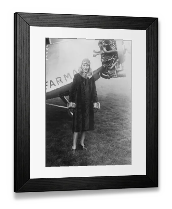 Framed Print : MME Lena Bernstein. French woman aviator after breaking worlds record. 1930 Framed Print : MME Lena Bernstein. French woman aviator after breaking worlds record. 1930