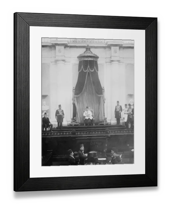 Framed Print : King Fuad opens Egyptian parliament. King Fuad ( centre ) listening to the address Framed Print : King Fuad opens Egyptian parliament. King Fuad ( centre ) listening to the address