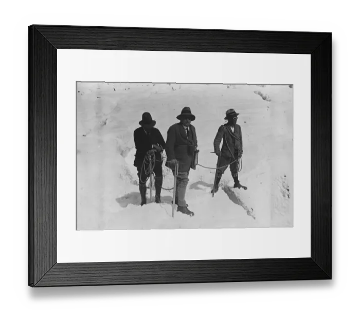 Framed Print : Mr William Le Queux, the novelist, has a narrow escape while climbing in Switzerland Framed Print : Mr William Le Queux, the novelist, has a narrow escape while climbing in Switzerland