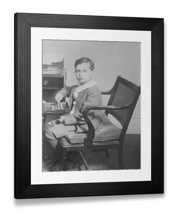 Framed Print : Chess Prodigy Aged Ten Years Wins in Masters Tourney Samuel Rzechewski a 10 year