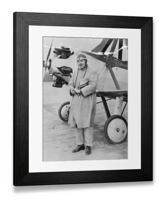 Framed Print : The English airman Brie, who flew from Croydon to Le Bourget in a helicopter, photographed Framed Print : The English airman Brie, who flew from Croydon to Le Bourget in a helicopter, photographed