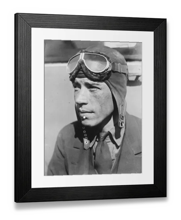 Framed Print : Aviator, Wilmer Stultz, who has flown the Atlantic in a seaplane with Miss Earhart