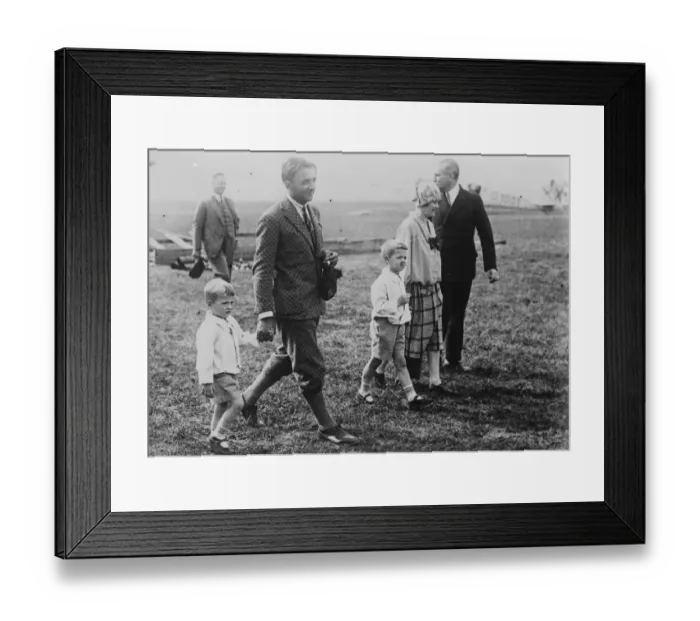 Framed Print : German airman to attempt Atlantic flight. Risticz with his family on way to plane Framed Print : German airman to attempt Atlantic flight. Risticz with his family on way to plane